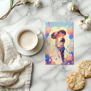 Invitation Mariage coloré Anime Couple