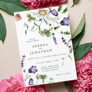 Invitation Mariage coloré d'aquarelle florale de printemps