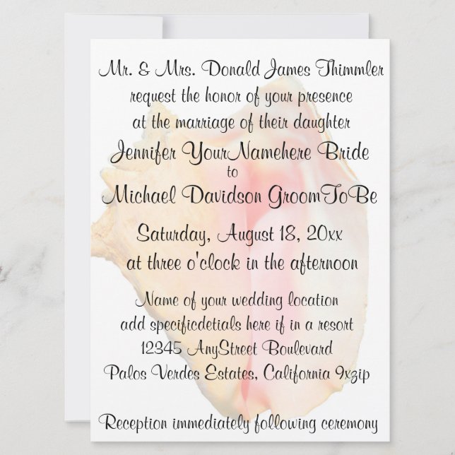 Invitation Mariage Conch Seashell (Devant)