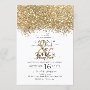 Invitation Mariage Confetti de la Parties scintillant blanche