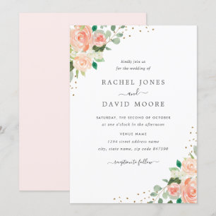 Invitation Mariage Confetti floral de Pêche à Brosse