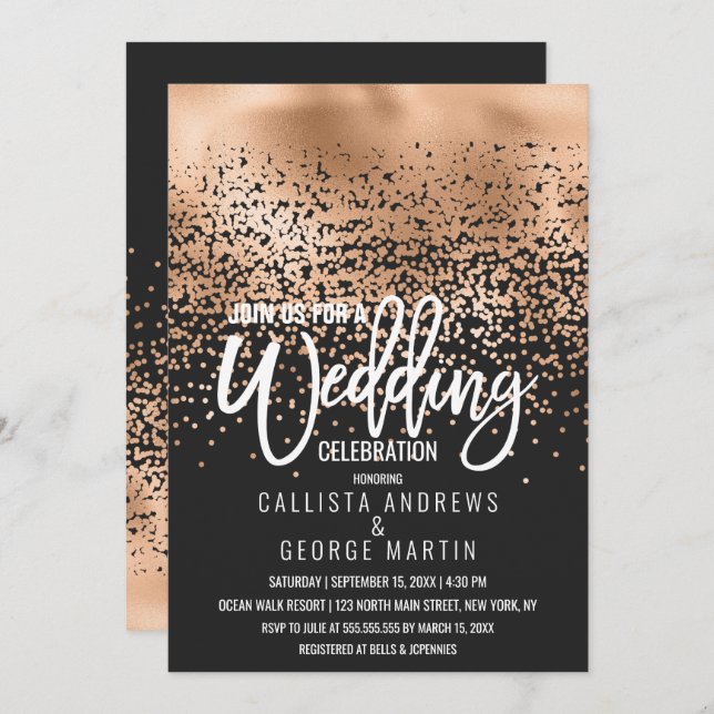 Invitation Mariage Confetti Ombre (Devant / Derrière)