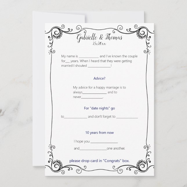 Invitation Mariage Conseils et commentaires Cadre de Filigree (Devant)