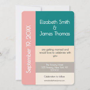 Invitation Mariage contemporain sarcelle transformative Moder