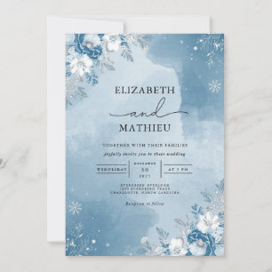 Invitation Mariage cool Blue Frost Blooms