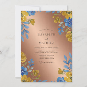 Invitation Mariage Copper Azure Bloom