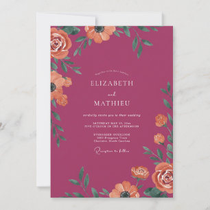 Invitation Mariage Coquelicot Orange Baie
