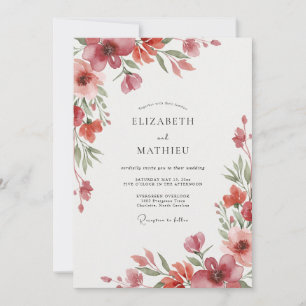 Invitation Mariage Coquelicot Rouille Corail