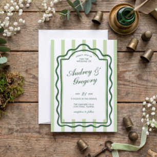 Invitation Mariage Coquette Minimaliste Vert