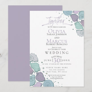Invitation Mariage | Coquillages modernes Violet Dusty Blue
