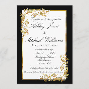Invitation Mariage cordial d'Élégance dorée et blanche