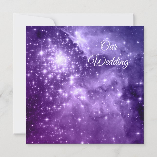 Invitation Mariage cosmique des étoiles magiques violettes (Devant)
