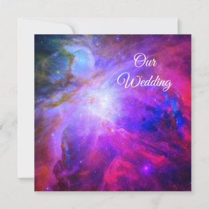 Invitation Mariage Cosmique Nébuleuse d'Orion Bleu Saphir Ros