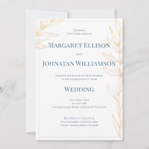 Invitation Mariage Côte Élégante Fleurie Océan Bleu Sable