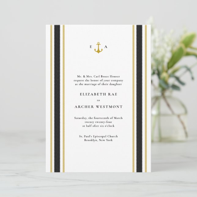 Invitation Mariage côtier de l'or noir (Debout devant)