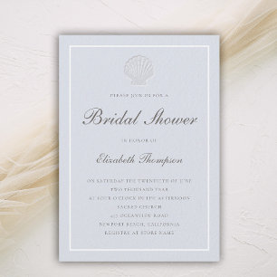 Invitation Mariage Côtier Nautilus Coquillage Bleu Blanc