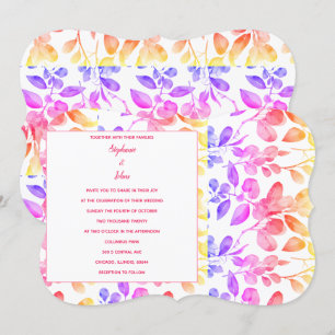 Invitation Mariage couleur Eucalyptus feuille d'art Abstrait
