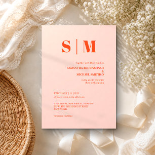 Invitation Mariage Couleur Tons Terre Orange Rose Moderne