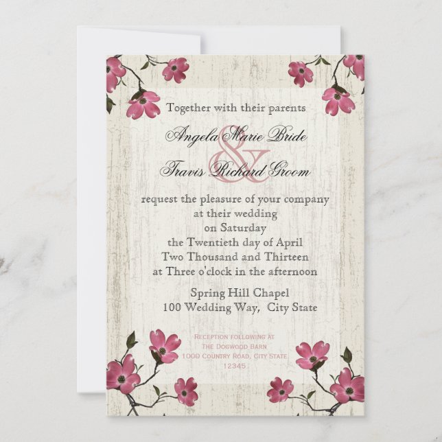Invitation Mariage Country Dogwood (Devant)