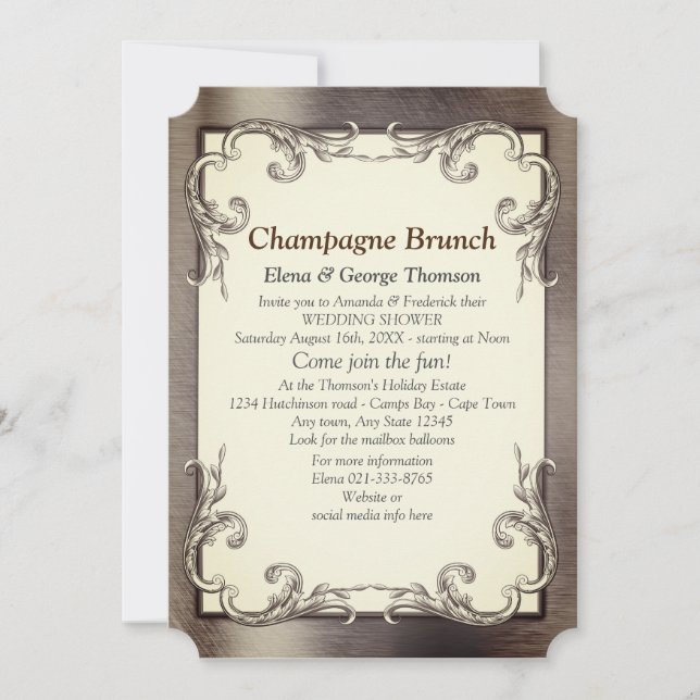 Invitation Mariage Couple Aluminium-Or-Aluminium-Bronze (Devant)