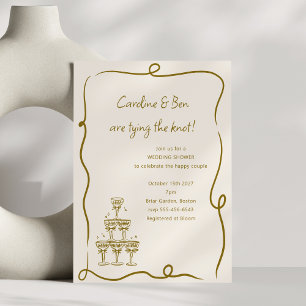 Invitation Mariage Couple Champagne Doré Écriture Manuscrite