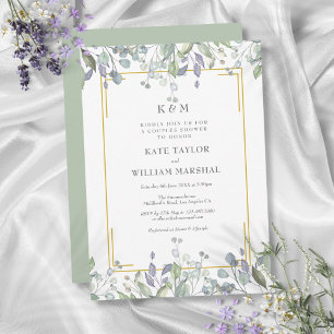 Invitation Mariage Couple Sage Fleur de Lilas Monogramme