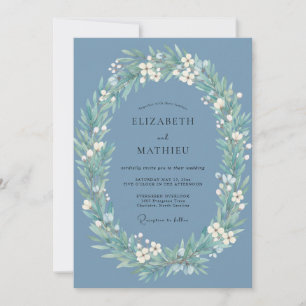 Invitation Mariage Couronne Aquarelle Acier