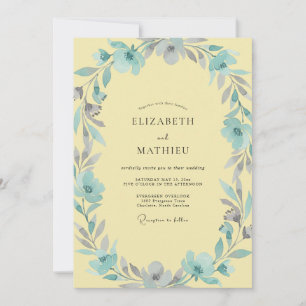 Invitation Mariage Couronne Argentée Citron