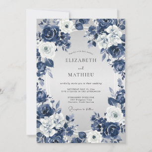 Invitation Mariage Couronne Blanc Indigo