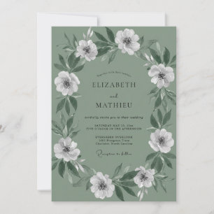 Invitation Mariage Couronne Blanche Céladon