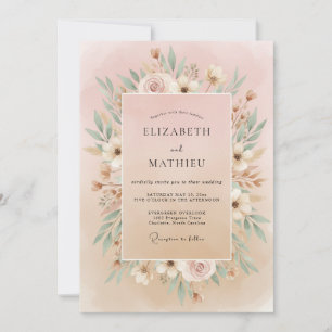 Invitation Mariage Couronne de Blush Ivory