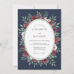 Invitation Mariage Couronne de Cramoisi de Minuit