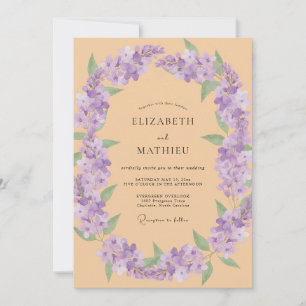 Invitation Mariage Couronne de Lilas Abricot