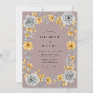 Invitation Mariage Couronne de Moutarde Mauve