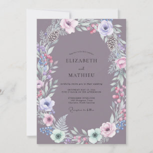 Invitation Mariage Couronne de Pin Mauve