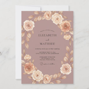 Invitation Mariage Couronne de Violet Poussiéreux