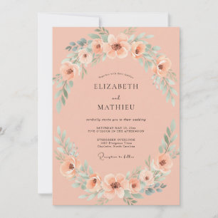 Invitation Mariage Couronne d'Eau Apricot