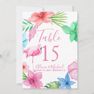 Invitation Mariage couronne florale tropicale flamant rose