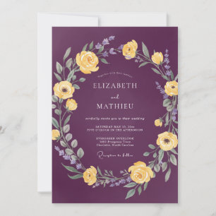 Invitation Mariage Couronne Jaune Prune
