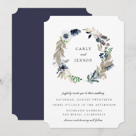 Invitation Mariage Couronne Taupe + Bleu Nuit