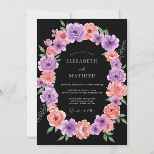 Invitation Mariage Couronne Violet Pêche Onyx