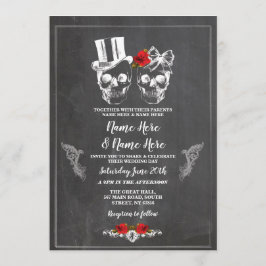 Invitation Mariage crâne Halloween Rose gothique Floral Invit