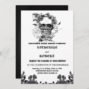 Invitation Mariage crâne Halloween Sugar gothique Floral Invi
