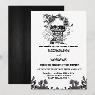 Invitation Mariage crâne Halloween Sugar gothique Floral Invi