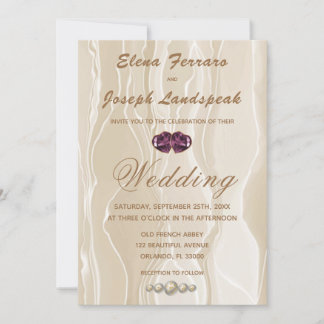 Invitation Mariage Cream Silk & Heart Gems