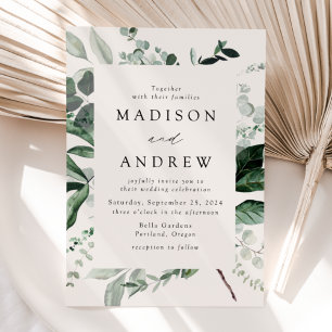 Invitation Mariage Crème à la Végétation Luxuriante