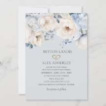 Mariage Crème Bleu Poussiéreux Fleur Or