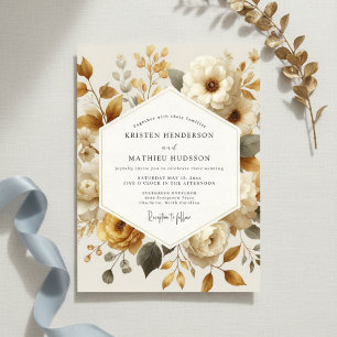 Invitation Mariage Crème Floral Romance d'Automne