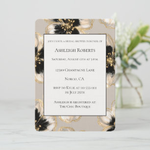 Invitation Mariage Crème Ivoire Or Fleurs Lancement de Mariée