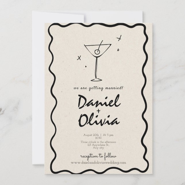 Invitation Mariage Crème Vintage (Devant)